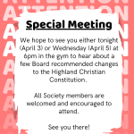 Special Meeting | Constitution Changes